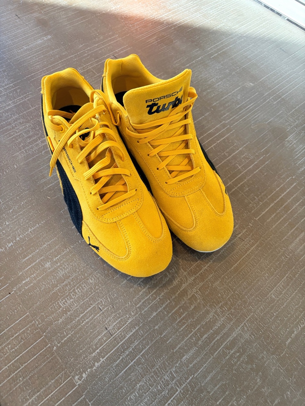Puma Porsche Legacy Driving Shoes Racing Yellow Suede Men’s US 9.5
